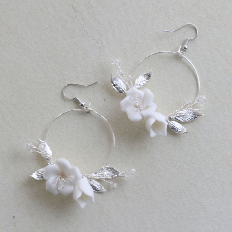 Handcrafted Ceramic Hoop Earrings - Bridal & Special Occasion Jewelry