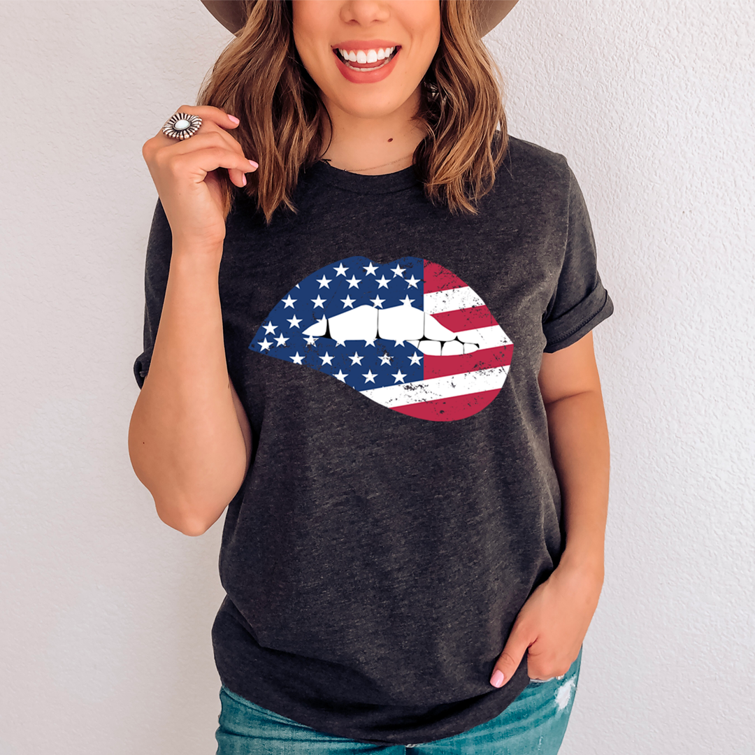 American Flag Lips T-Shirt-2