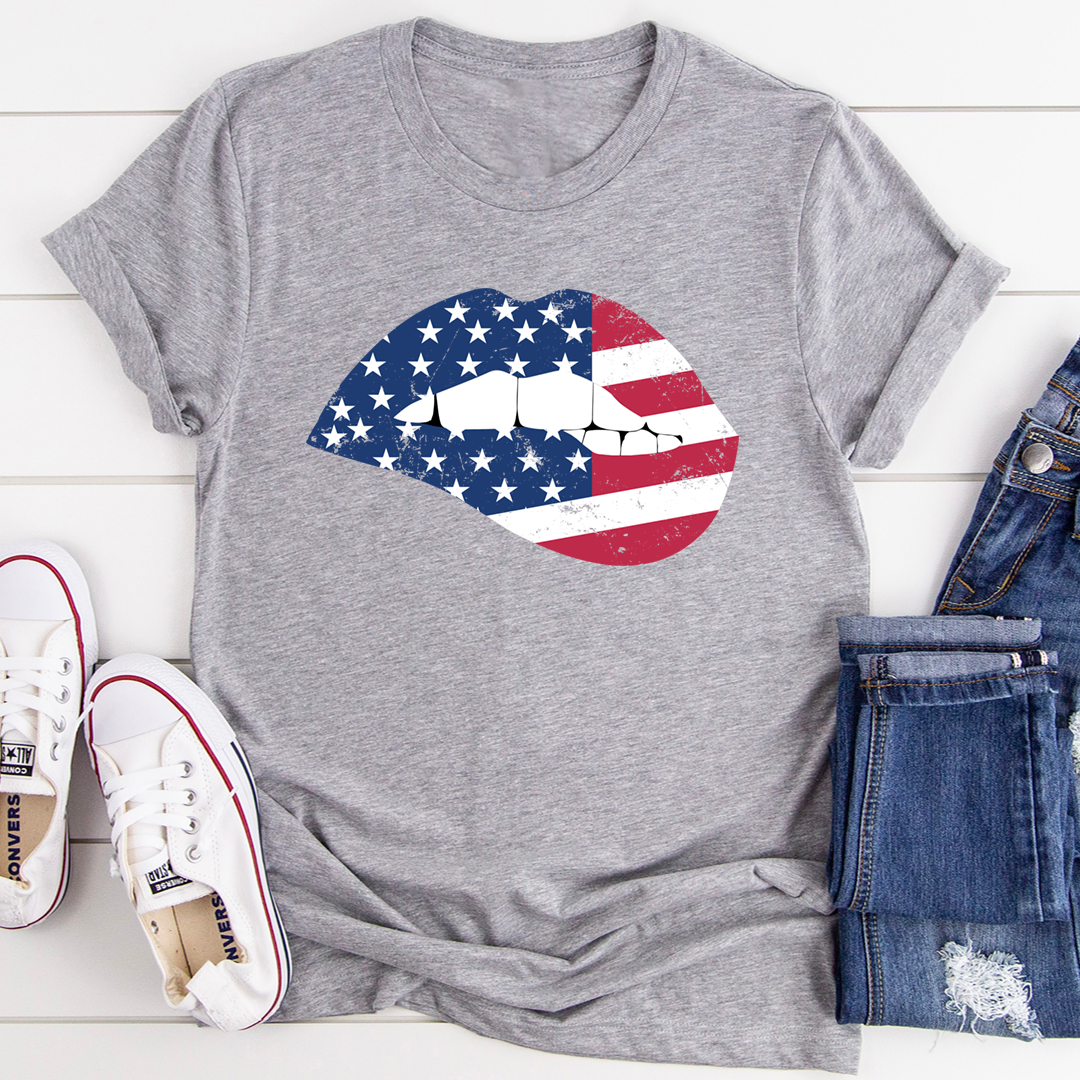 American Flag Lips T-Shirt-1