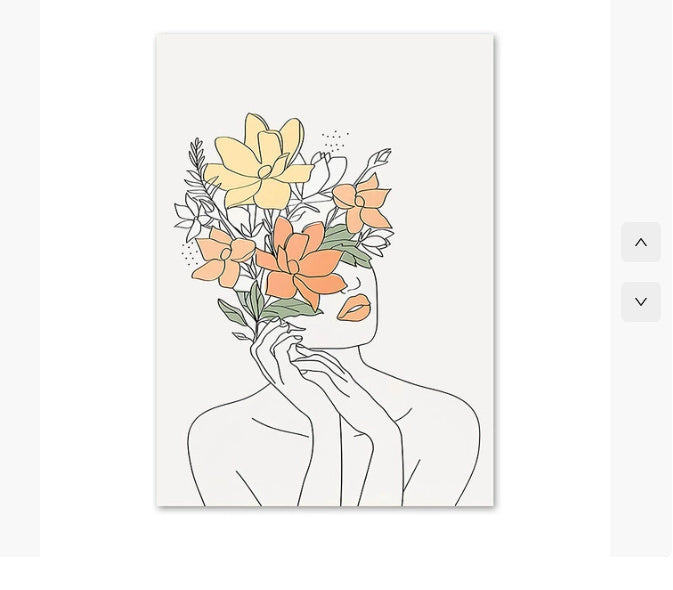 Minimalist Line Art Flower Canvas Prints - Nordic Botanical Wall Decor
