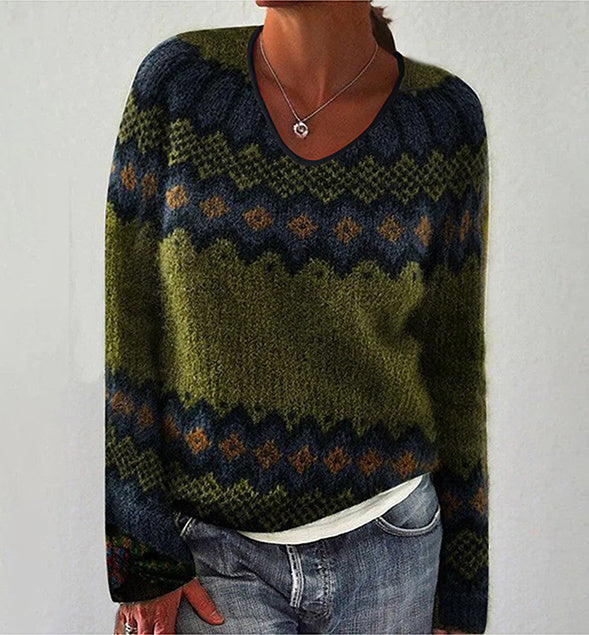 Women's 3D Knit Striped Pullover Sweater - Cozy Casual Top