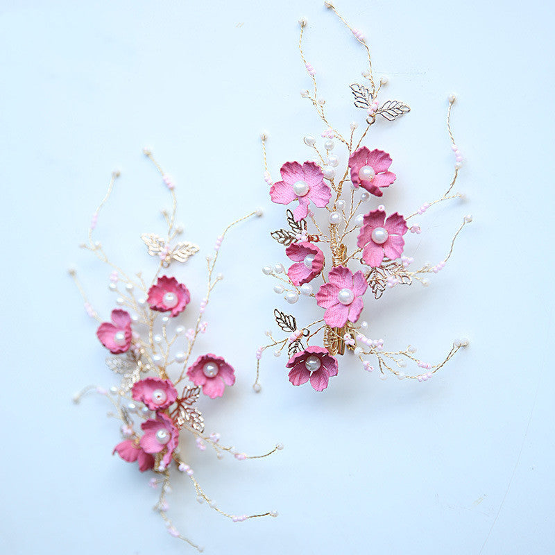 Floral Bridal Hairpins & Clips - Elegant Pink Flower Hair Accessories