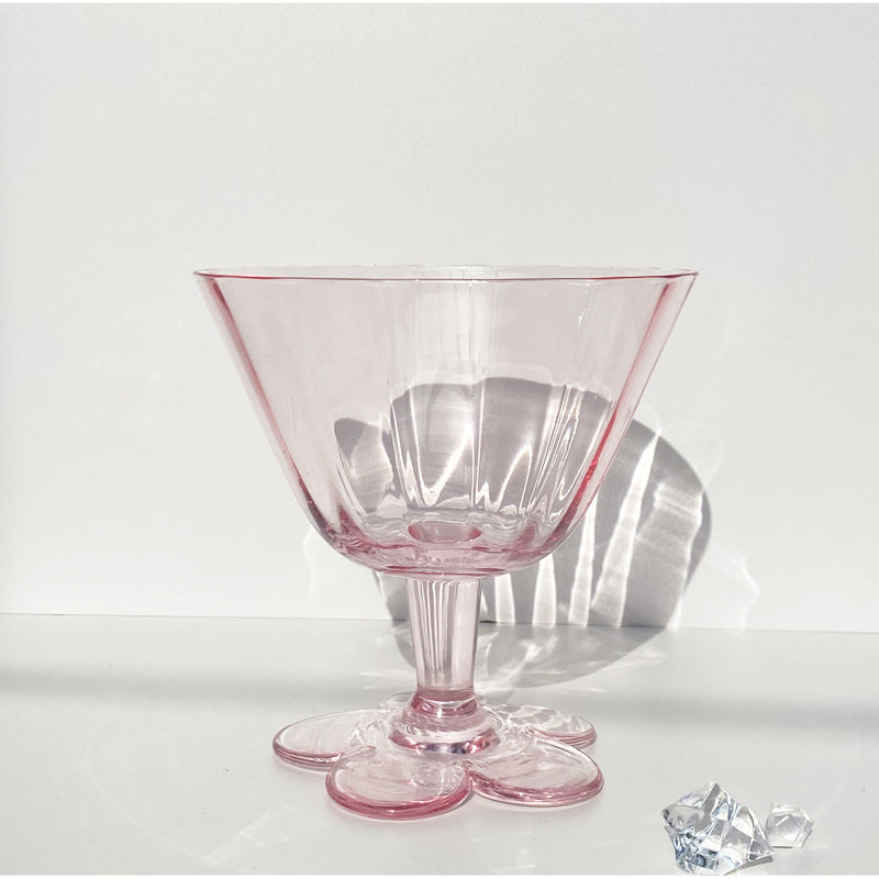 Pink Crystal Flower Base Wine & Cocktail Glass