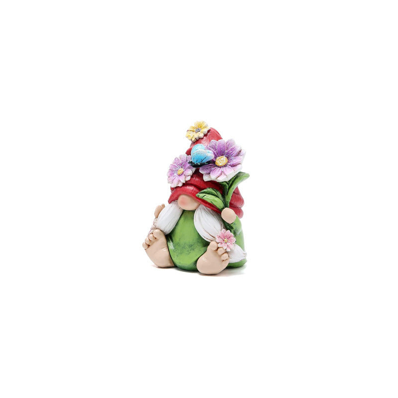 Flower Gnome Resin Statues - Whimsical Garden Elf Decor