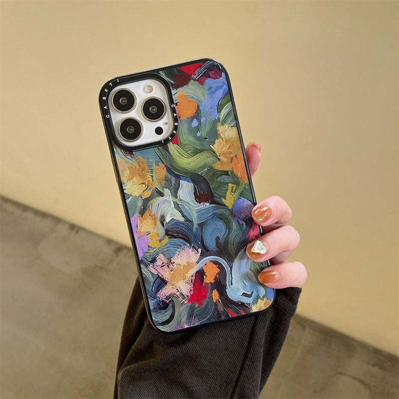 Watercolor Floral iPhone Case - Artistic Oil Painting Design, Soft TPU Cover