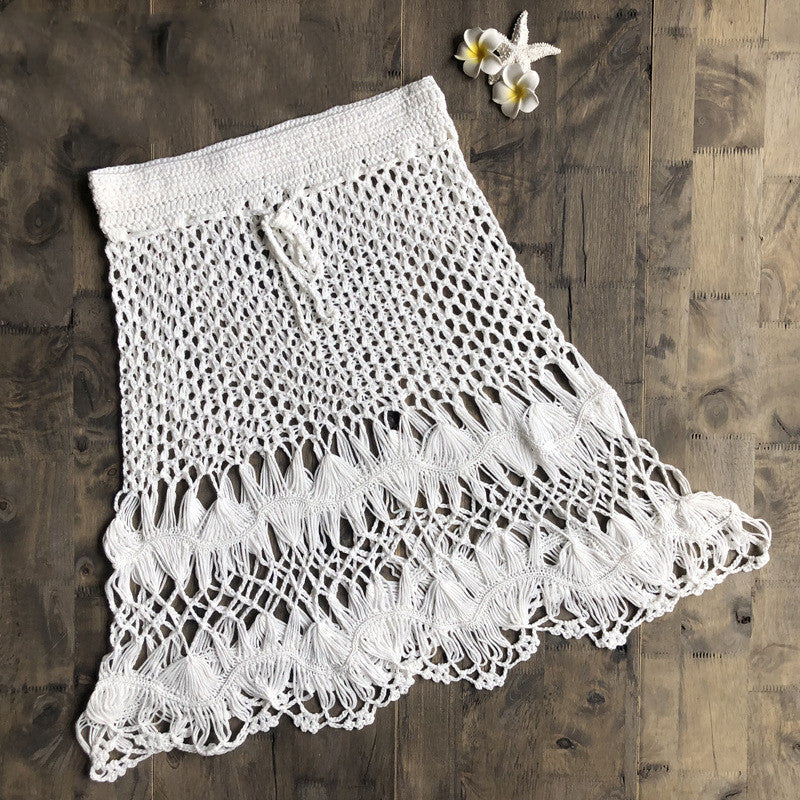 Handmade Crochet Flower Beach Skirt - Boho Bikini Cover-Up