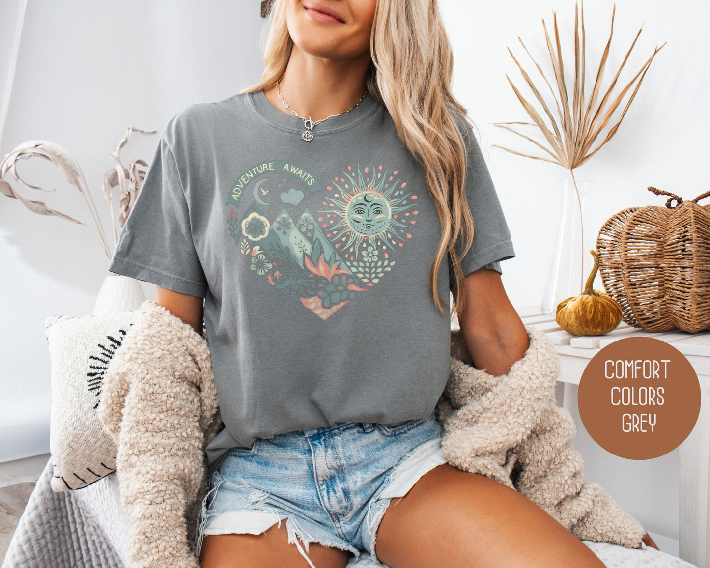 Adventure Awaits Heart Comfort Colors Shirt-5