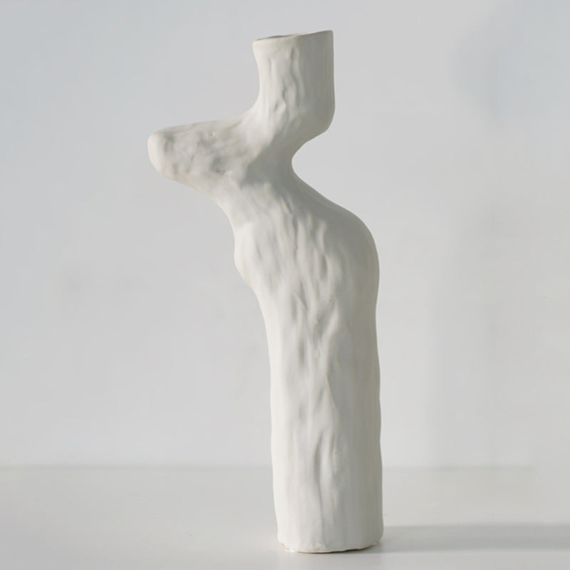 Abstract Ceramic Vase with Twist Design - Decorative Pottery