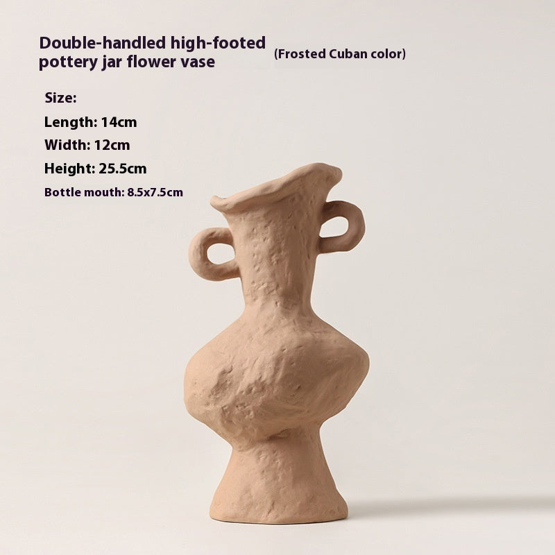 Retro Ceramic Pottery Vases - Rustic Flower Arrangement Table Decor