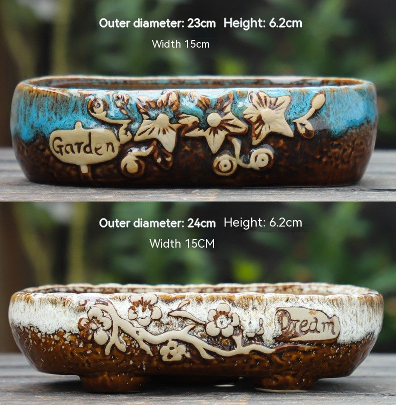 Rustic Ceramic Succulent Planter Pots - Large Flower Pots for Indoor & Outdoor Decor