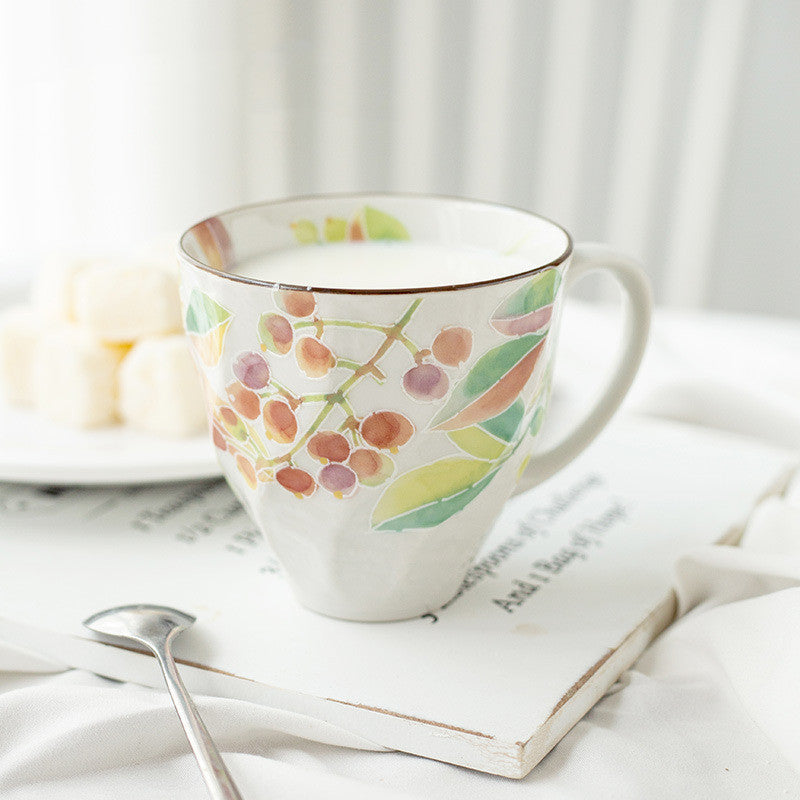 Hand-Painted Style Flower Coffee Mug - Ceramic Gift Cup