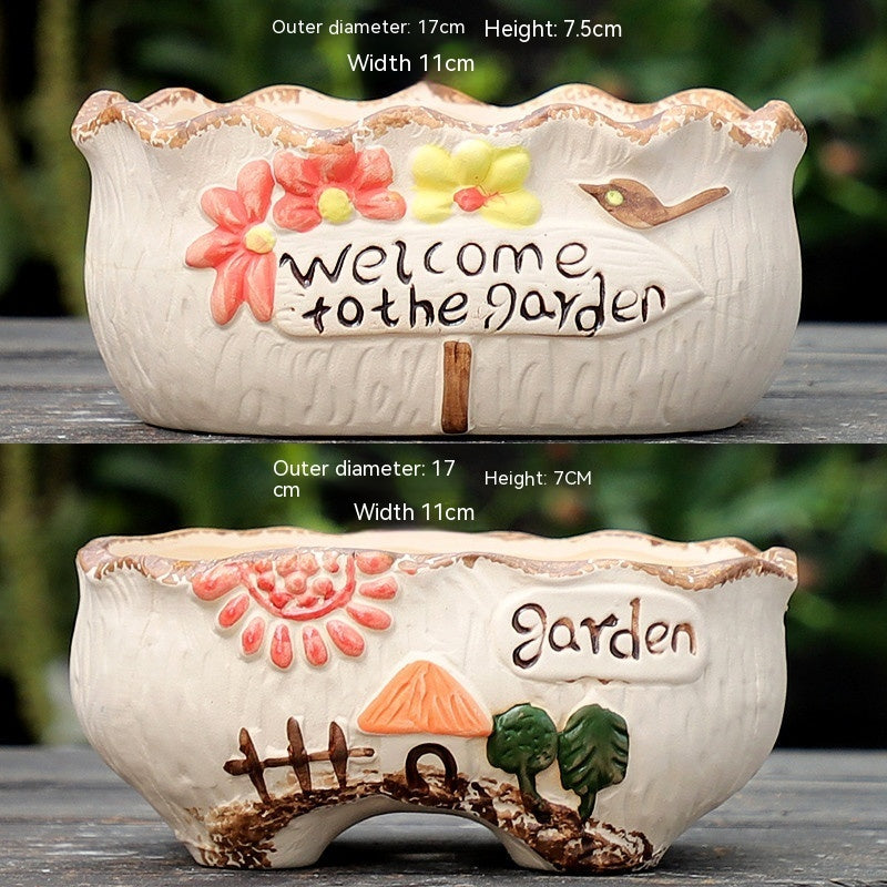 Rustic Ceramic Succulent Planter Pots - Large Flower Pots for Indoor & Outdoor Decor