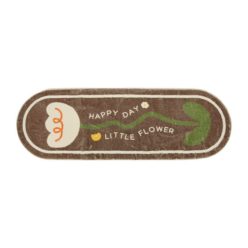 Nordic Happy Flower Bedside Rug - Soft Imitation Cashmere Carpet Mat