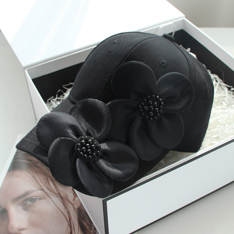 Women's Elegant 3D Flower Baseball Cap - Adjustable Cotton Hat