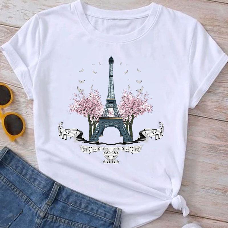 Boho Graphic T-Shirt - Nature, Floral & Eiffel Tower Print Tees