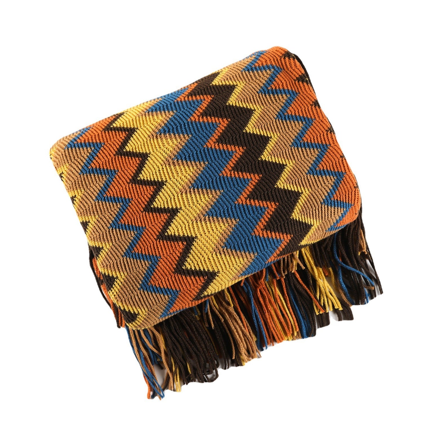 Bohemian Chevron Woven Blanket - Nordic Fringe Throw for Sofa or Bed