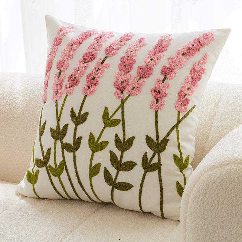Embroidered Floral Pillow Covers - Decorative Cushion for Sofa & Living Room