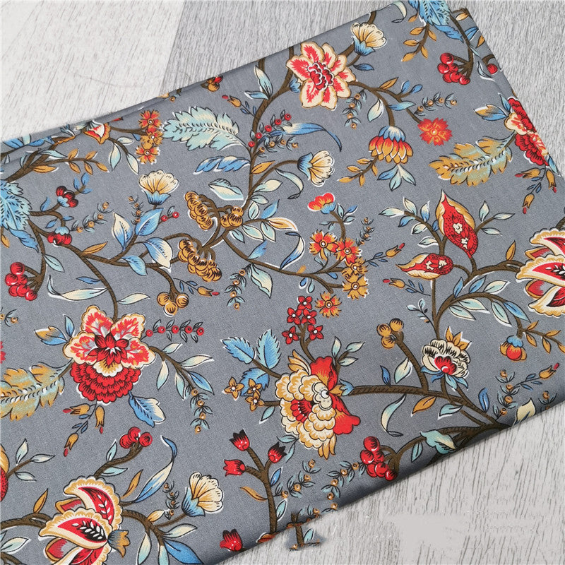 Floral Cotton Fabric - Rustic Botanical Print by the Yard (Pastoral Style)