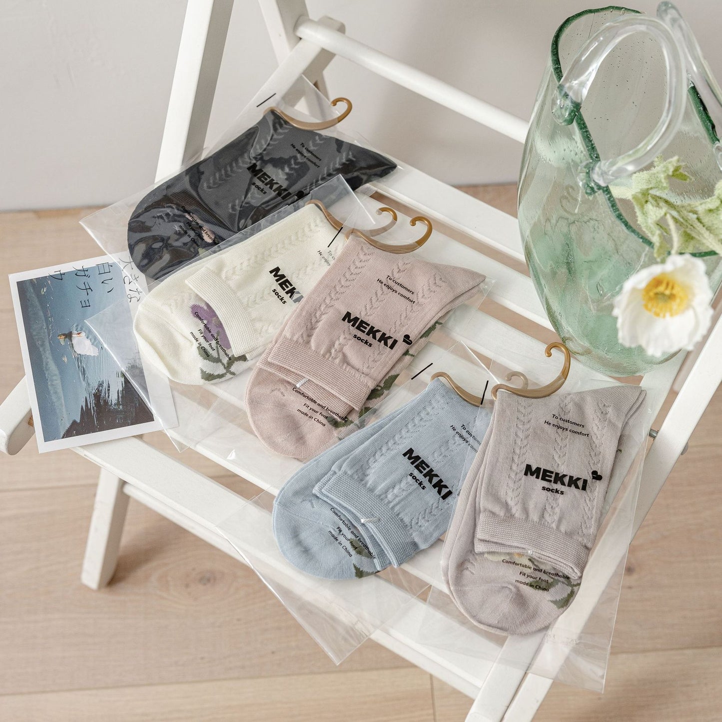 Women's Cotton Mesh Floral Socks - Breathable Casual Ankle Style