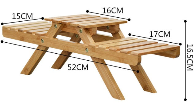 Bamboo Desktop Flower Stand - Mini Plant Display Shelf for Succulents & Small Pots