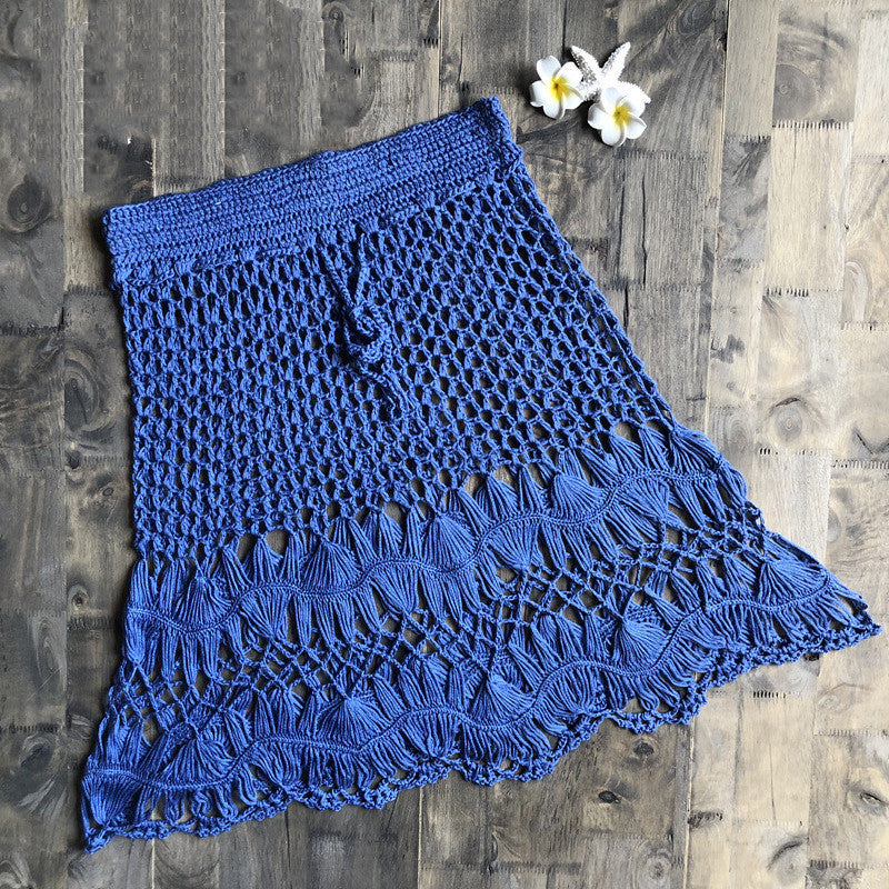 Handmade Crochet Flower Beach Skirt - Boho Bikini Cover-Up