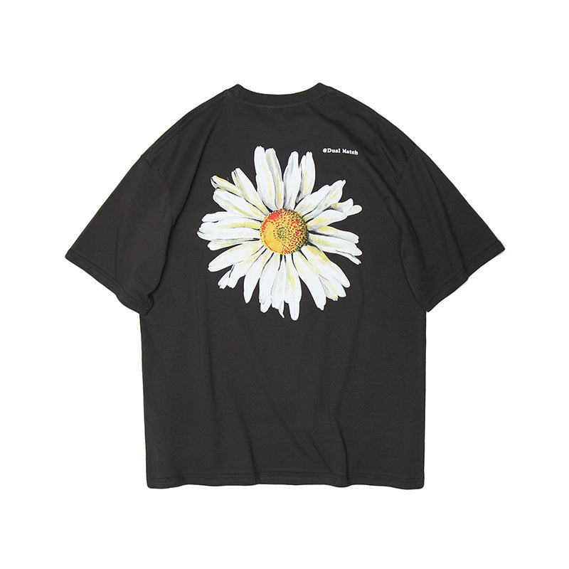 Daisy Graphic Print Oversized Cotton T-Shirt - Unisex Streetwear Tee