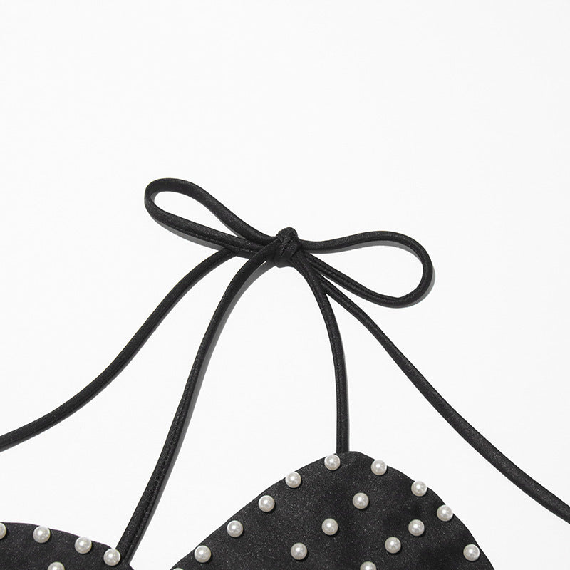 Beaded Flower Tube Top - Pearl Embellished Strapless Statement Top