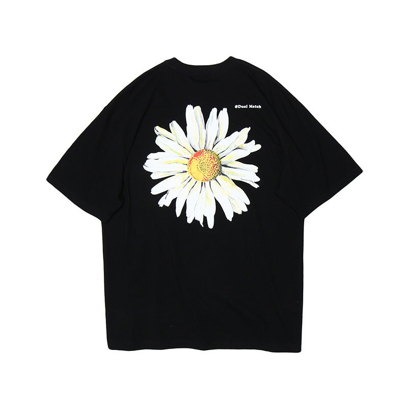 Daisy Graphic Print Oversized Cotton T-Shirt - Unisex Streetwear Tee