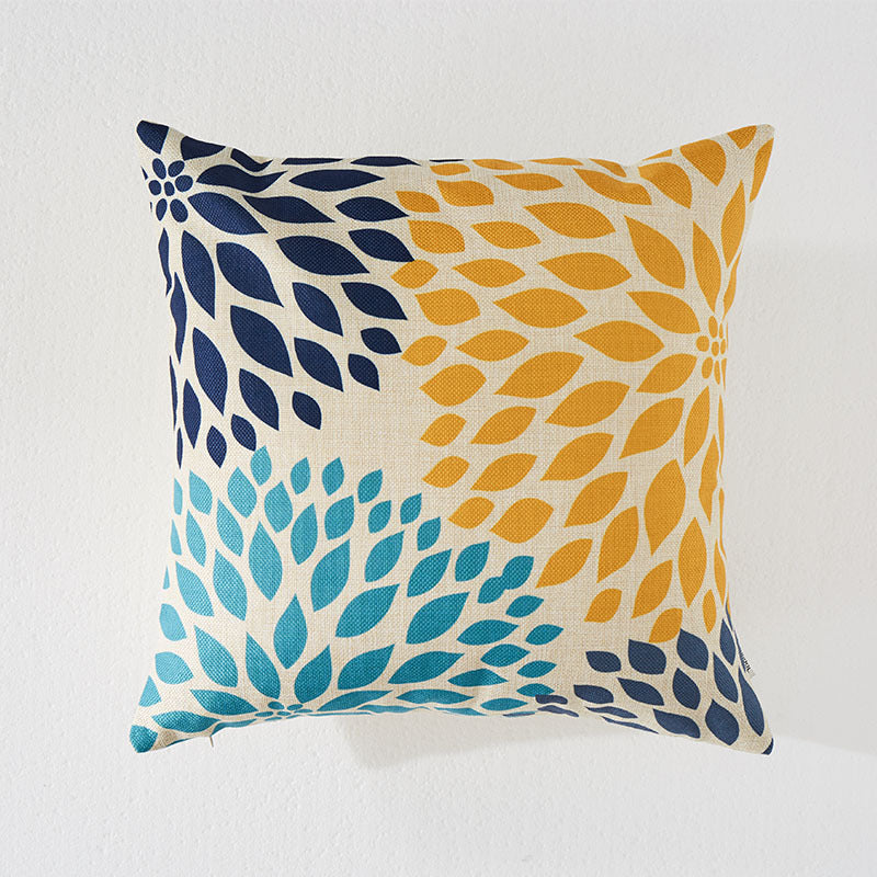 Cotton & Linen Pillow Covers with Floral and Bird Print - Decorative Cushion Cases