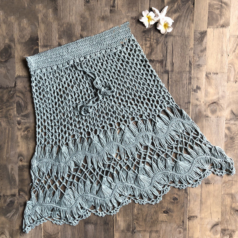 Handmade Crochet Flower Beach Skirt - Boho Bikini Cover-Up