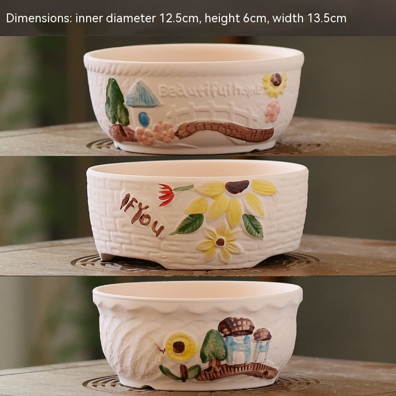 Rustic Ceramic Succulent Planter Pots - Large Flower Pots for Indoor & Outdoor Decor