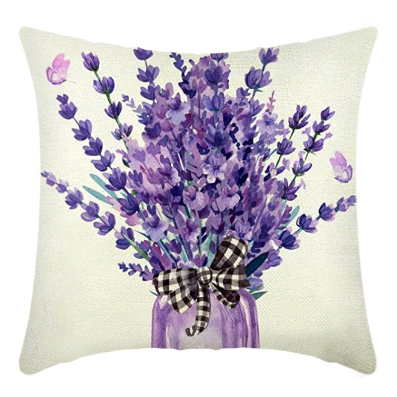 Floral Linen Throw Pillow Covers - Summer Botanical Cushion Cases (45 x 45 cm)