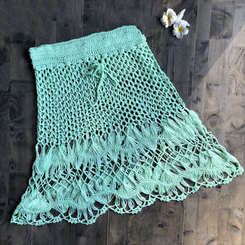 Handmade Crochet Flower Beach Skirt - Boho Bikini Cover-Up