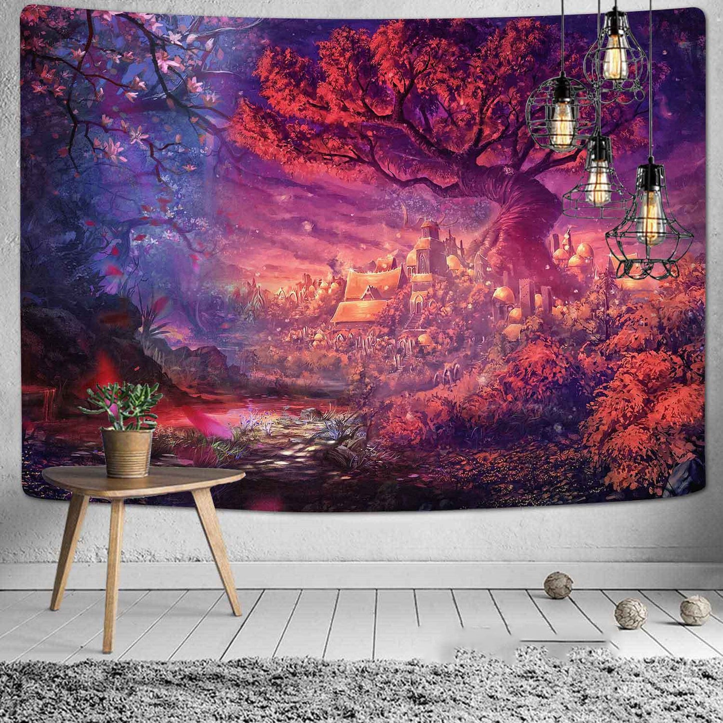 Boho & Psychedelic Wall Tapestry - Vibrant Printed Hanging, Beach Blanket & Decor