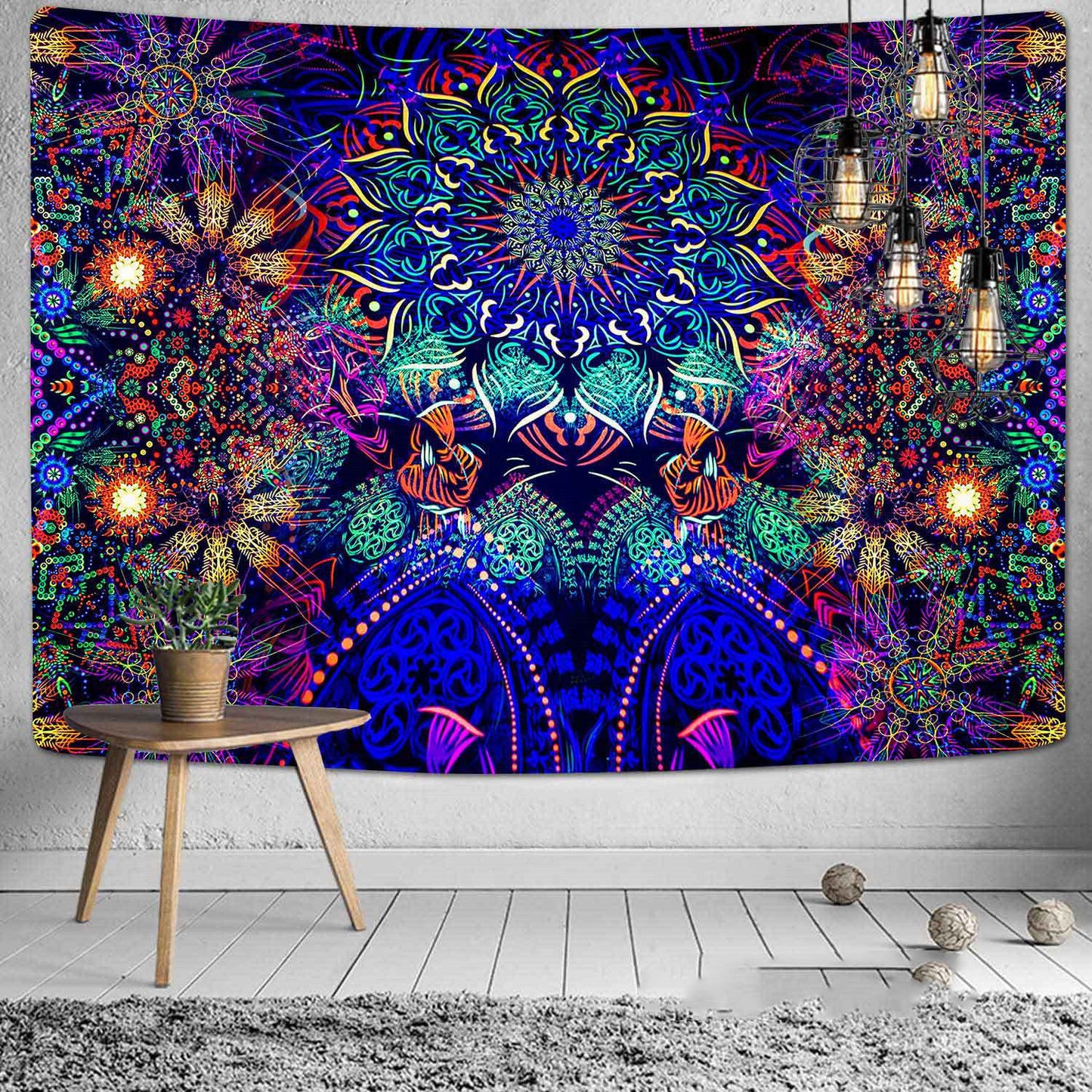 Boho & Psychedelic Wall Tapestry - Vibrant Printed Hanging, Beach Blanket & Decor