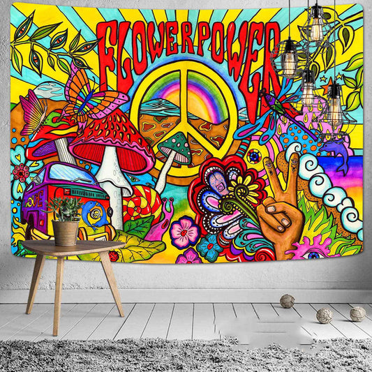 Boho & Psychedelic Wall Tapestry - Vibrant Printed Hanging, Beach Blanket & Decor