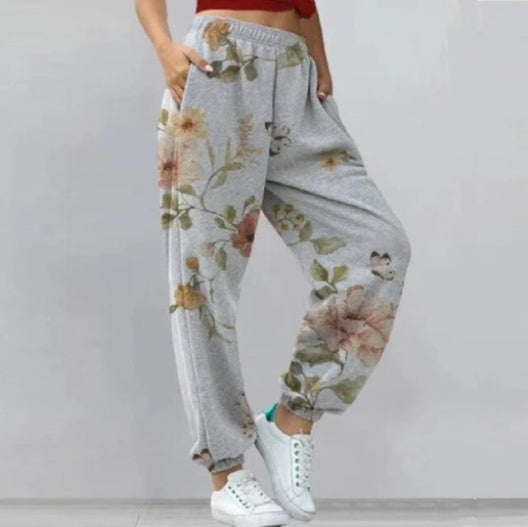 Women's Loose Fit Floral Print Casual Pants - Lightweight Trousers