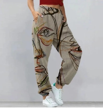 Women's Loose Fit Floral Print Casual Pants - Lightweight Trousers