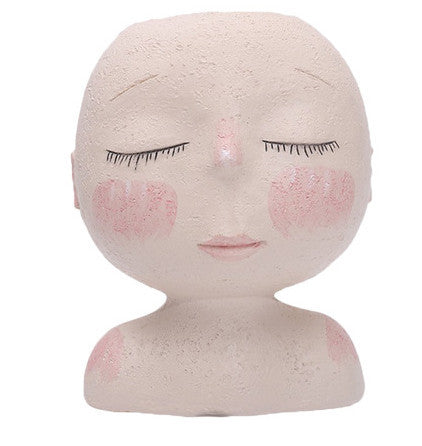 Girl Face Planter - Resin Succulent & Flower Pot for Desk or Home Decor