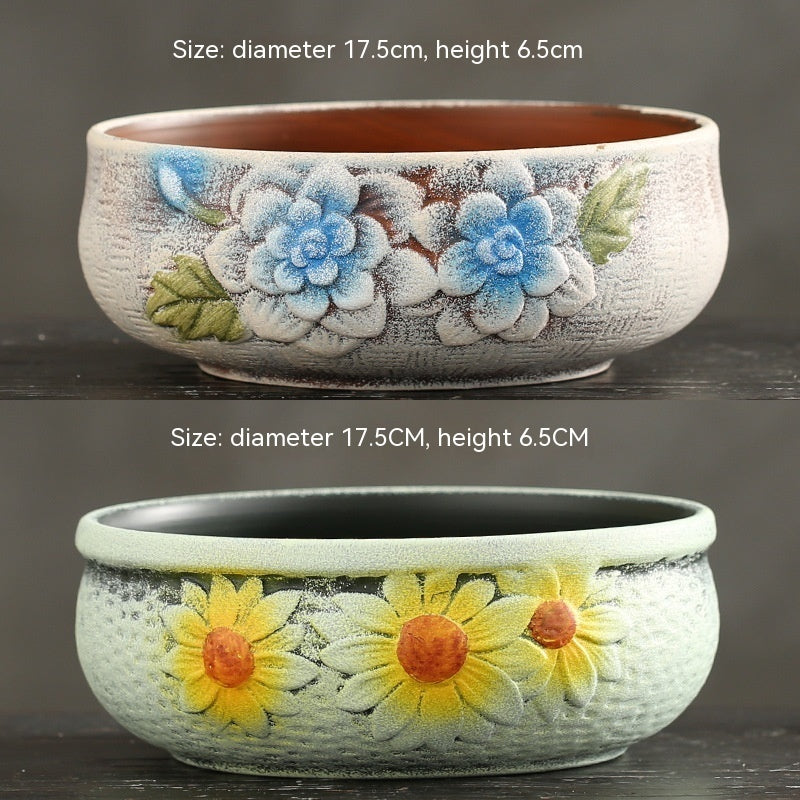 Rustic Ceramic Succulent Planter Pots - Large Flower Pots for Indoor & Outdoor Decor