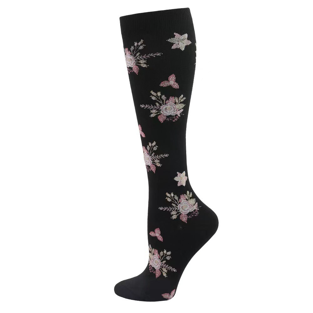 Floral Compression Socks - Women's & Men's Sports Support Stockings