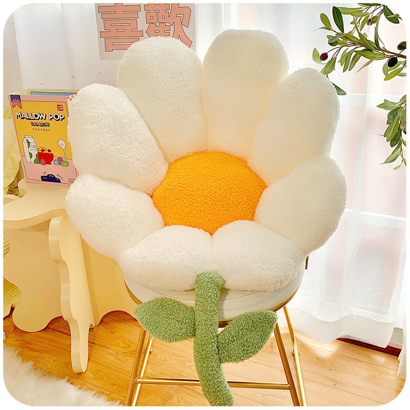 Plush Flower Seat Cushion - Lumbar Support Chair Pad