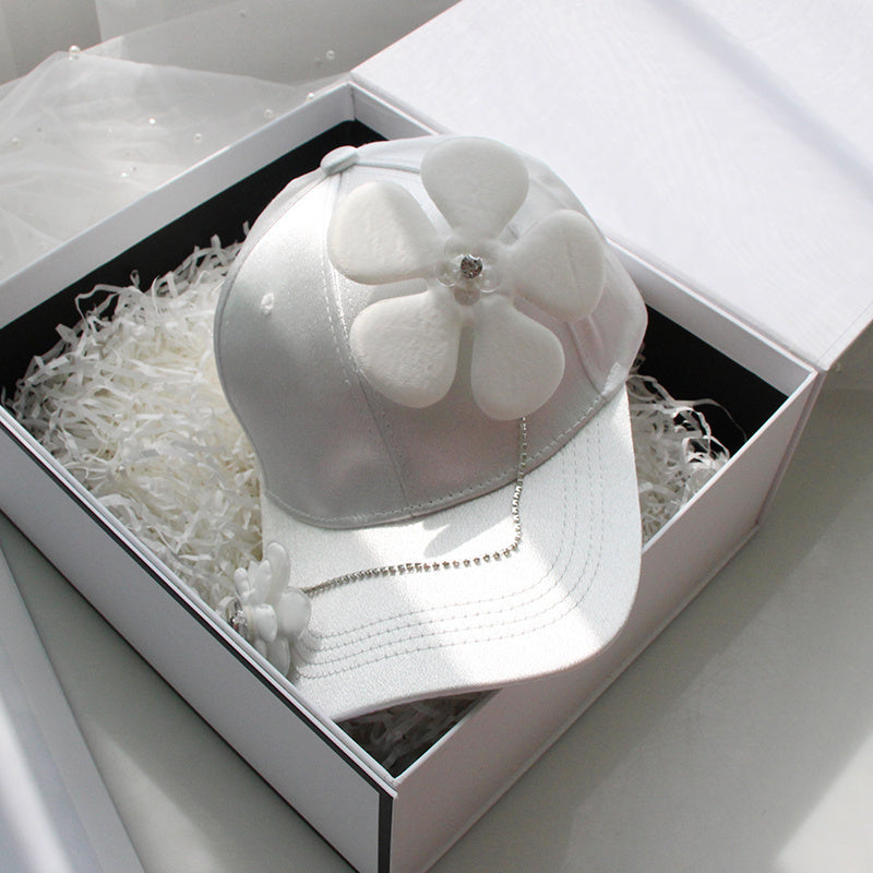 Elegant Flower Accent Baseball Cap - Women's Curved Brim Hat