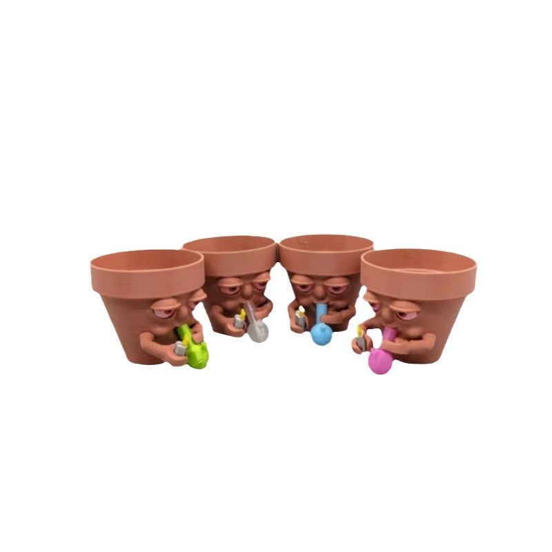 Funny Cartoon Resin Flower Pots - Smokin' Personality Planters