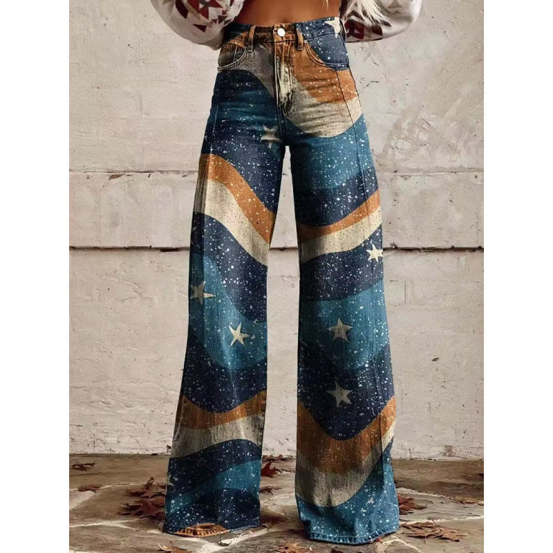 Retro Boho Wide Leg Pants - Festival Floral Streetwear