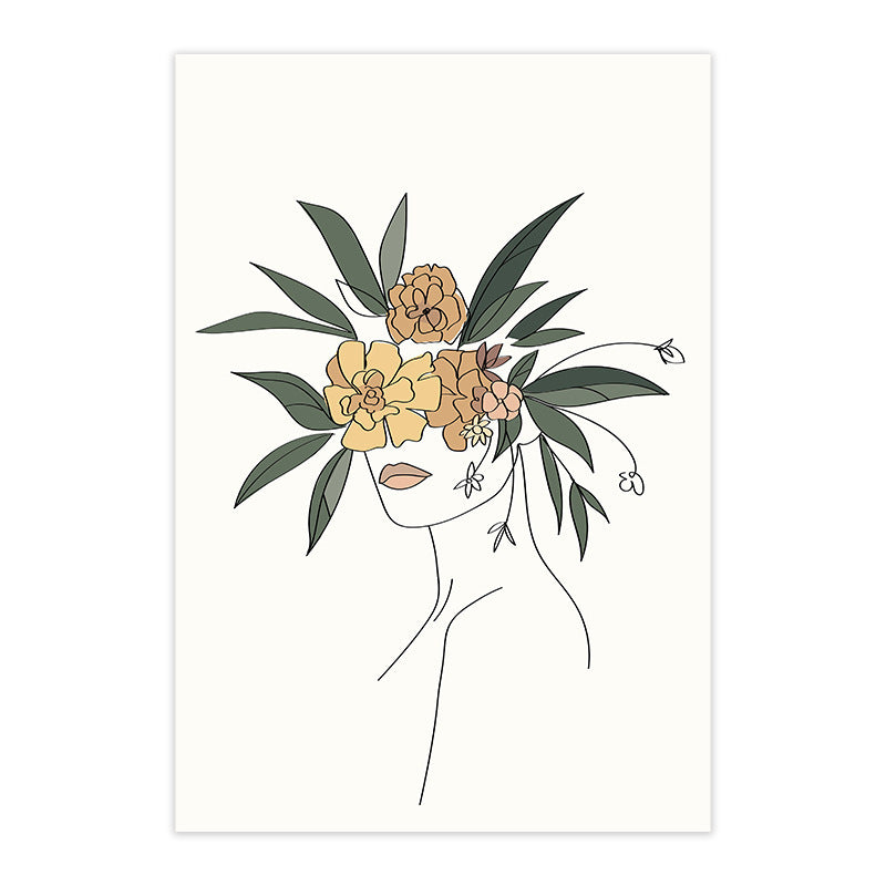 Minimalist Line Art Flower Canvas Prints - Nordic Botanical Wall Decor