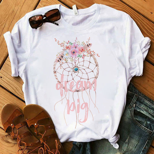 Women's Boho Dreamcatcher T-Shirt - Floral Graphic Tee