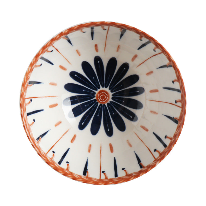 Japanese Vine Flower Ceramic Bowl - Hand-Painted Porcelain (4.7 in)