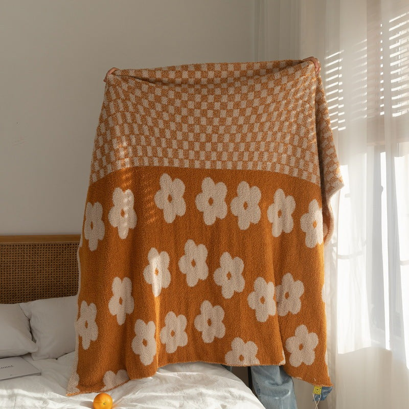Retro Daisy Plaid Blanket - Warm Thickened Throw for Sofa & Bed