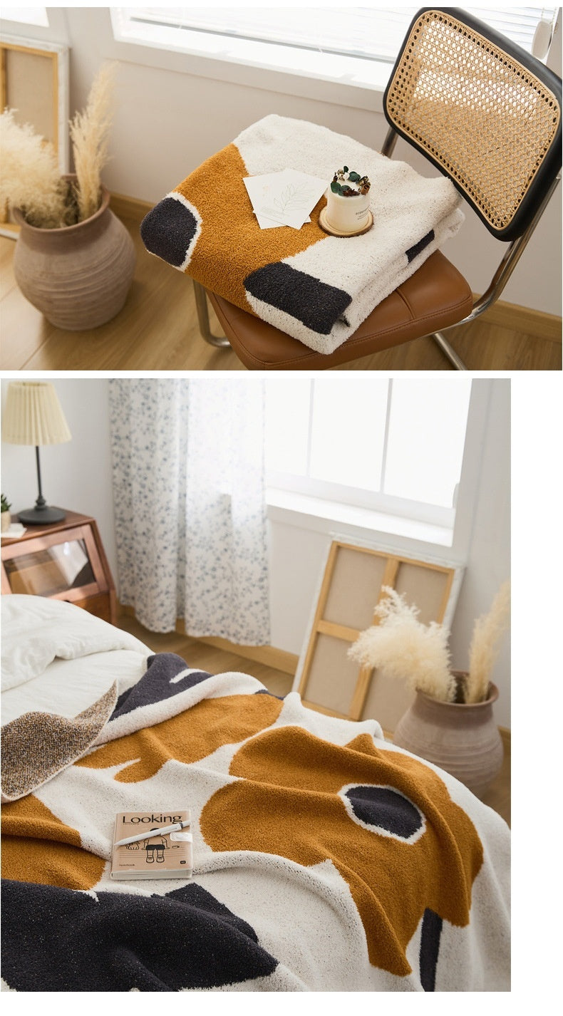 Nordic Semi-Velvet Knitted Blanket - Soft Floral Winter Throw